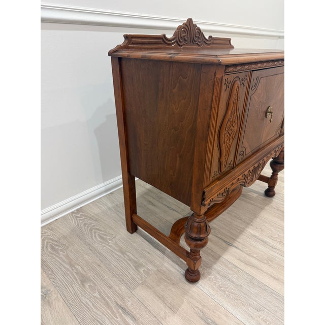 1960s Jacobean Revival Style Sideboard Buffet Credenza For Sale - Image 4 of 10