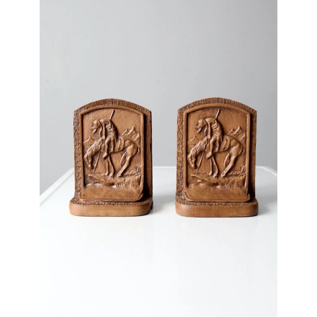 Vintage End of Trail Chalkware Bookends Pair For Sale - Image 13 of 13