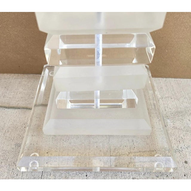 Transparent Vintage Stacked Skyscraper Karl Springer Style Floor Table Lamp 1970s For Sale - Image 8 of 10