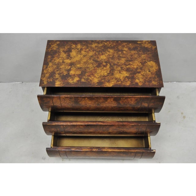 Modern Decorator 3 Drawer Stacked Faux Book Form Italian Side Table W/ Oil Drop Finish For Sale - Image 3 of 13