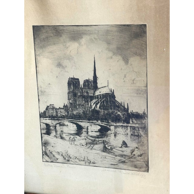 Realism Notre Dame, Paris Original Drypoint Etching by Harold Field Kellogg For Sale - Image 3 of 10