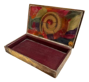 Emplumado Azteca Safe Keep Box Los Castillo Silver-Plated Mid-Century Mod