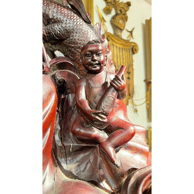 Monumental Chinese Rosewood Guanyin Sculpture For Sale - Image 12 of 12