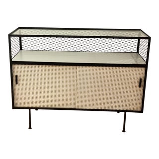 Vintage 50's Inco Iron and Pegboard Cabinet For Sale