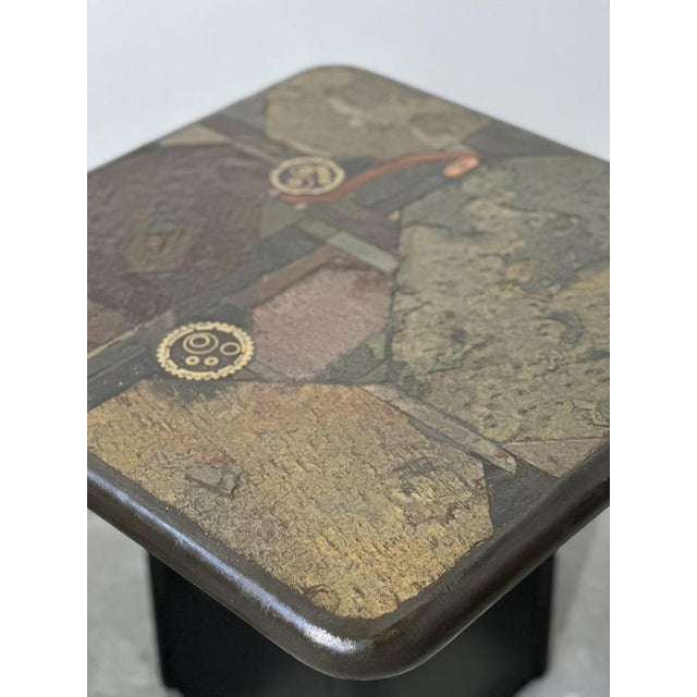 Vintage Side Tables with Sculptural Mosaic Slate Tops by E. Kneip, Set of 2 For Sale - Image 12 of 15