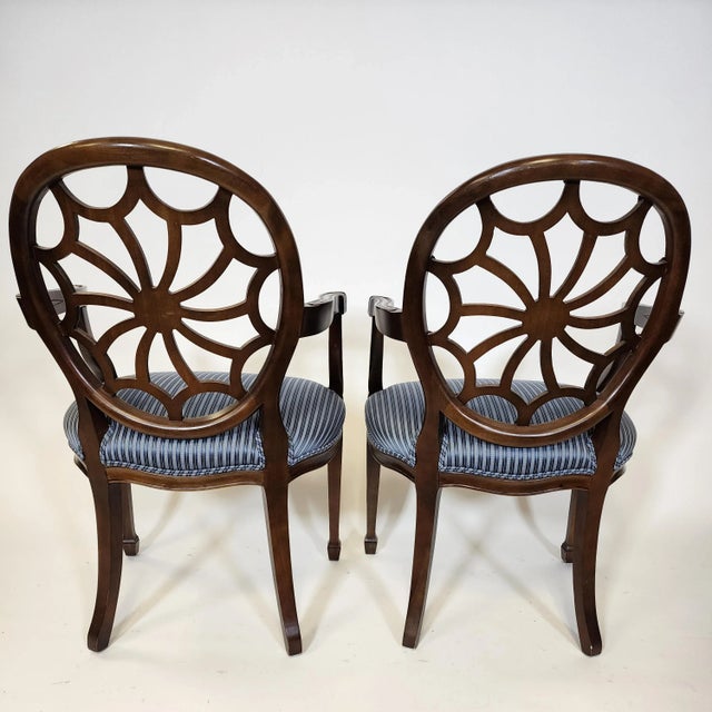 Late 20th Century Late 20th Century Pair of Vintage Hepplewhite Style Wheelback Armchairs For Sale - Image 5 of 10