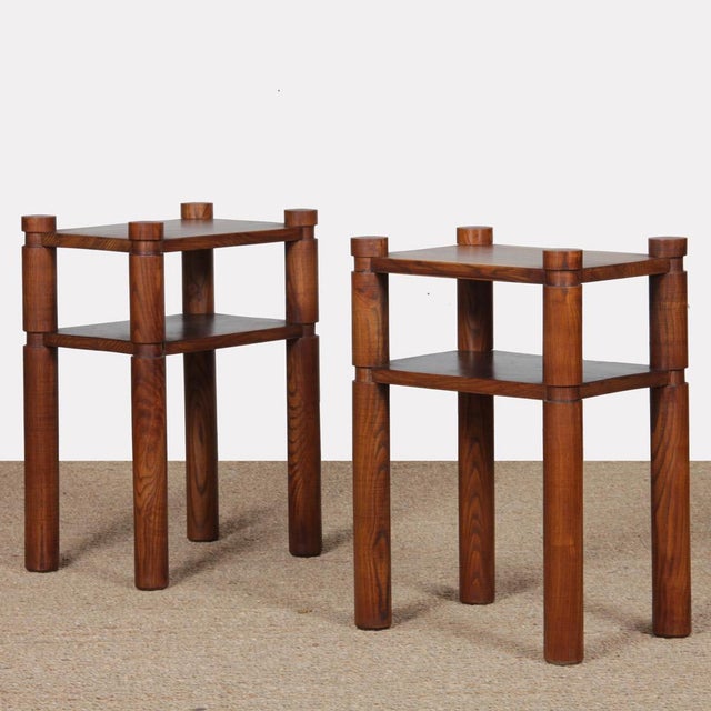 Wood Vintage Elm Nightstands, 1950s, Set of 2 For Sale - Image 7 of 7