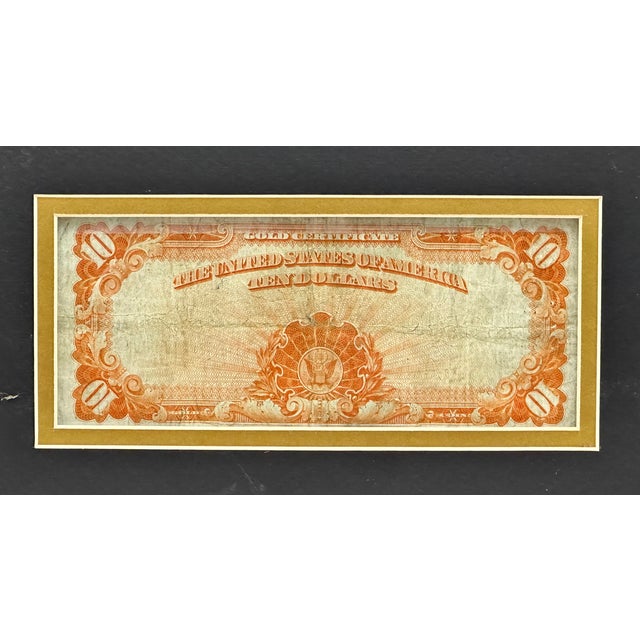 Authentic Beautifully Museum Framed 1922 United States Currency $10 Dollar Bill - Gold Certificate For Sale In Boston - Image 6 of 17