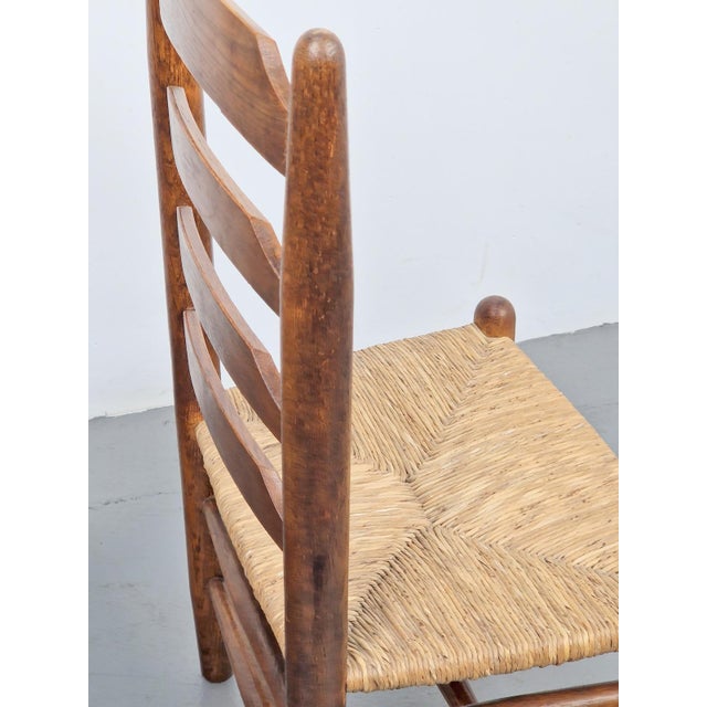 Set of Brutalist Wood and Wicker Chairs in the style of Charlotte Perriand, 1960s, Set of 2 For Sale - Image 12 of 16