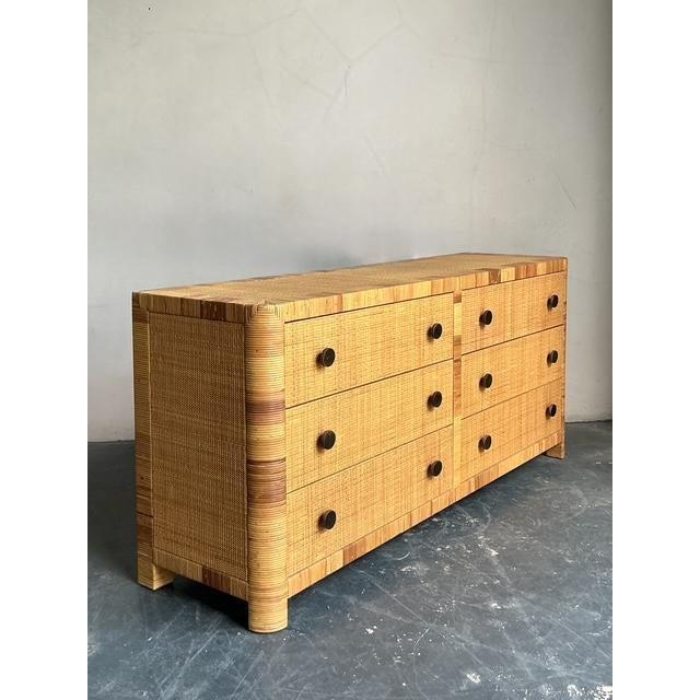 Wood Vintage Boho Bielecky Brothers Woven Rattan Dresser For Sale - Image 7 of 11
