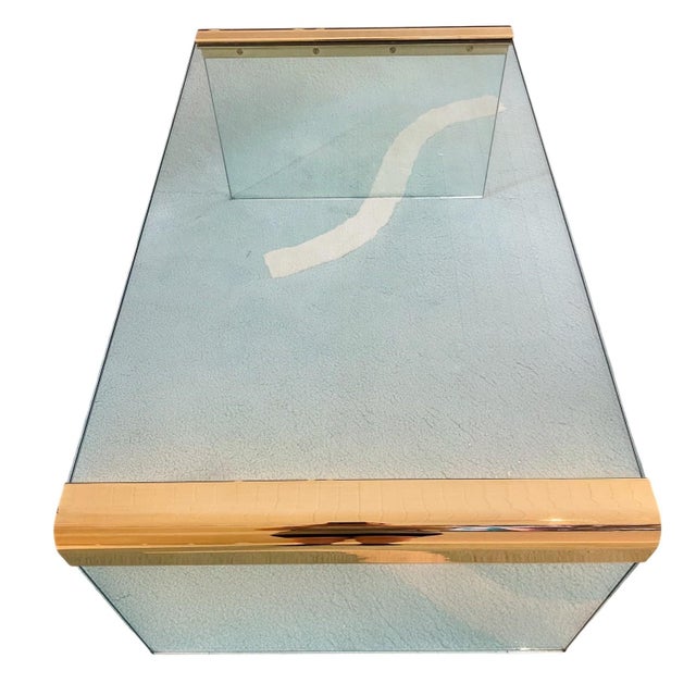 Mid-Century Modern 1970s Leon Rosen for Pace Collection Brass & Glass Waterfall Coffee Table For Sale - Image 3 of 13