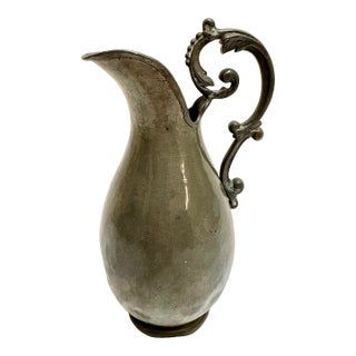Vintage English Pewter Pitcher or Vase For Sale