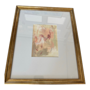 Original Abstract Acrylic Painting on Heavyweight Paper Matted and Framed