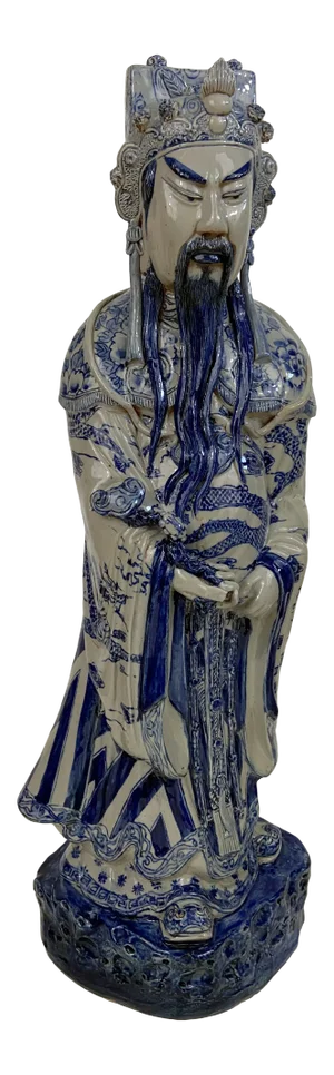 Large Blue and White Immortal Statue