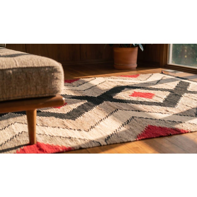Camel 1930s Brown Earth Tone Diamond Antique American Navajo Rug 3.03 X 5 Flatweave Wool Carpet For Sale - Image 8 of 9