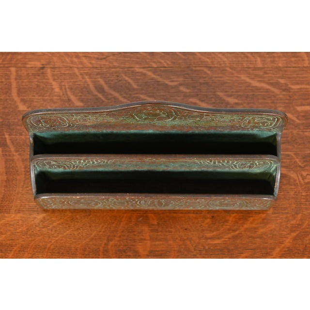 Bronze Tiffany Studios New York Zodiac Patinated Bronze Letter Rack, Circa 1910 For Sale - Image 8 of 12