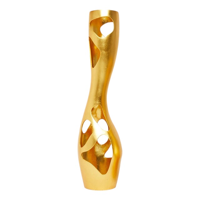 Tall Bronze Gold Leaf Vase by Reda Amalou Design For Sale