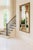 Offering a vintage hand painted trompe l'oeil painting of a Roman Italian loggia or open air gallery with marble...