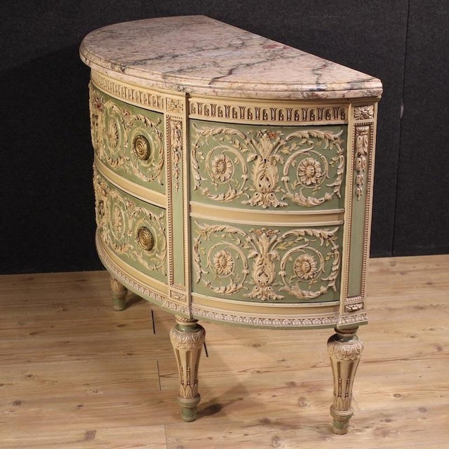 Cream Vintage Italian Half-Moon Commode, 1950 For Sale - Image 8 of 13