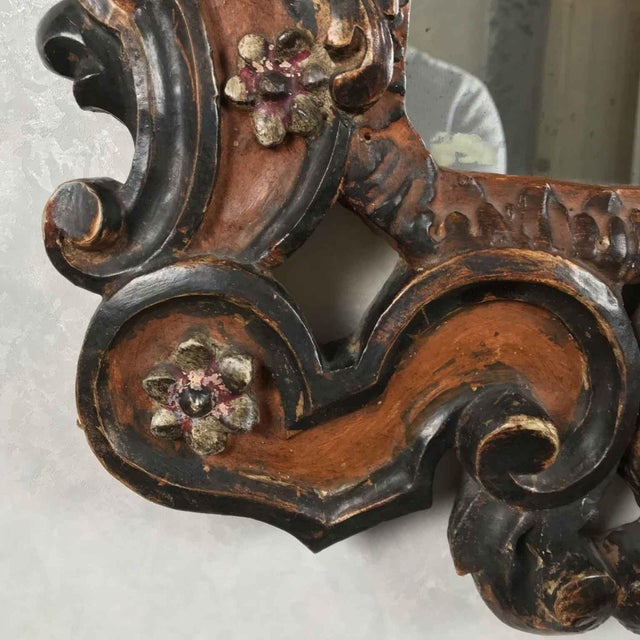 Florentine Mirror Carved Silver Decorated Red For Sale - Image 4 of 9