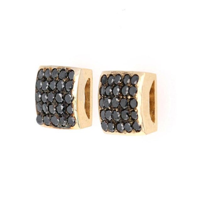 Contemporary Roshe Jewels Diamond Studs, 1.38 Carat Black Diamond Yellow Gold Earring Studs, A Pair For Sale - Image 3 of 9