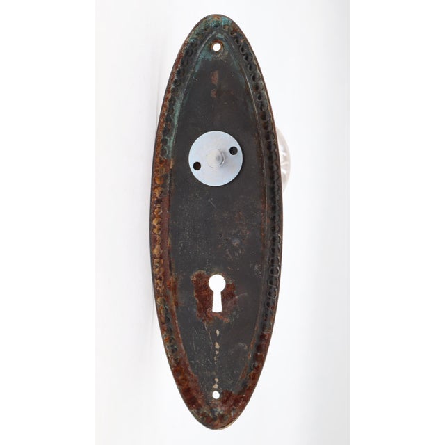 Antique Etched Floral Glass Beaded Dummy Door Knob Set For Sale - Image 6 of 6