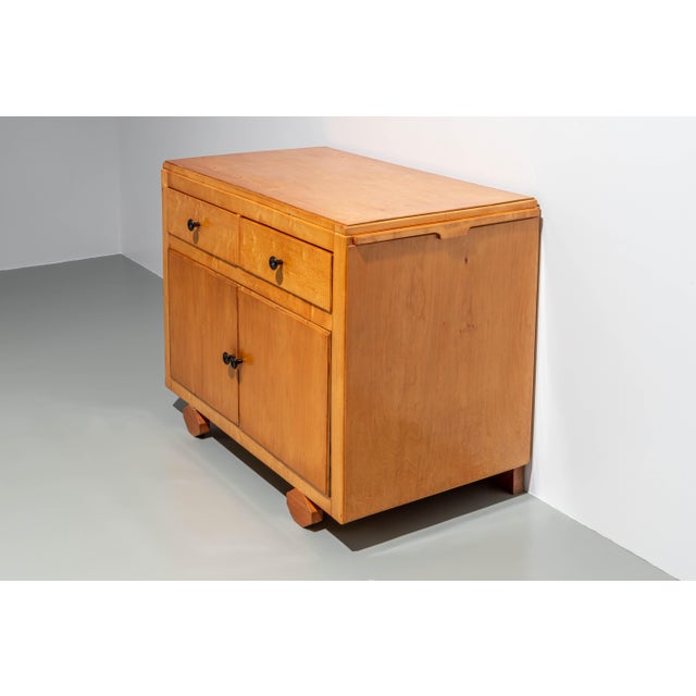 1970s Small French Wood 2-Door Cabinet with Side Leaf Top, 1970s For Sale - Image 5 of 9