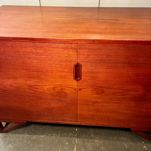 Wood Svend Langkilde Bookmatched Teak Cabinet for Illums Bolighus, Denmark Circa 1960’s For Sale - Image 7 of 9