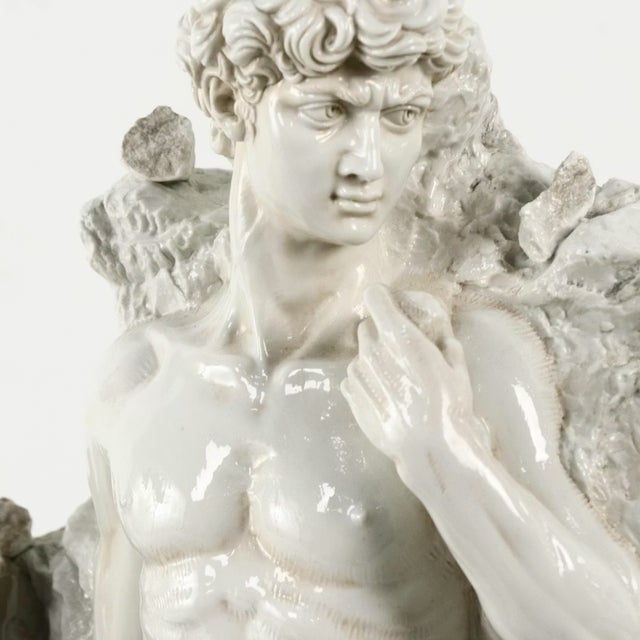 Wood 1980s Capodimonte Italian Michaelangelo Sculpts David Porcelain Sculpture For Sale - Image 7 of 14