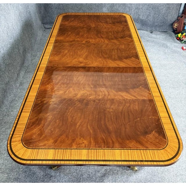 Brown Late 20th Century Baker Furniture Stately Homes Collection Georgian Flamed Mahogany Dining Table With Leaf For Sale - Image 8 of 14
