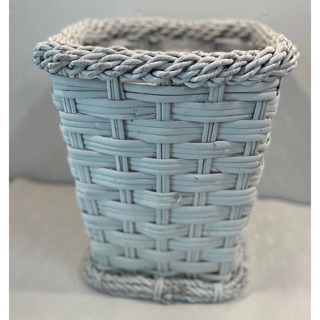 Nice vintage woven wicker trash can