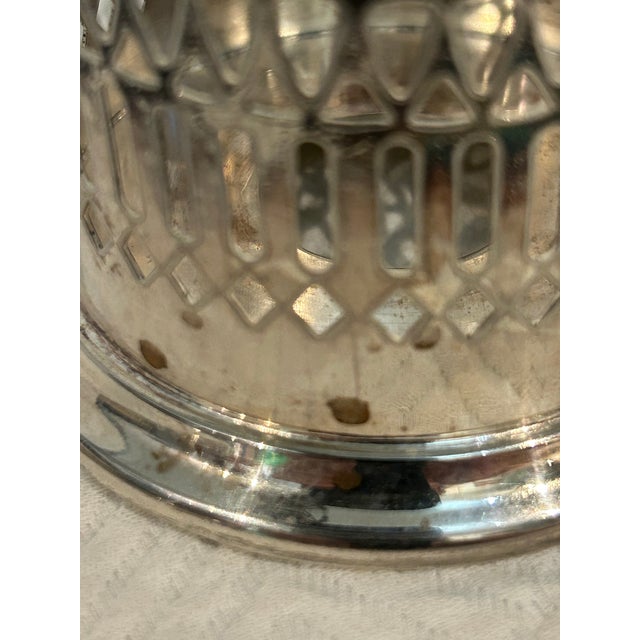 Metal Vintage Sheffield Silver Co. Art Deco 3.75” Condiment Holder or Jar Sleeve For Sale - Image 7 of 8