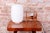 1950s Mid-Century Czech Table Lamp in Opaline Glass and Wood attributed to Úluv Krásná Jizba, 1950s For Sale - Image 5 of 11