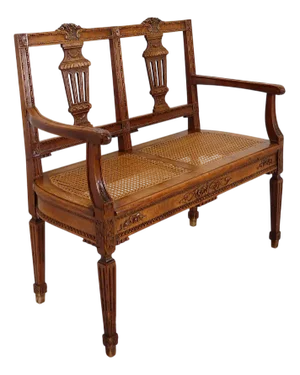 Neoclassical Style Bench with Backrest Carved with Lyres, 20th Century