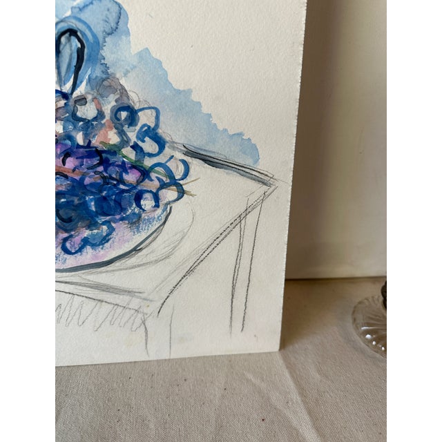 Vintage Watercolor Still Life Painting of Bedside Table For Sale In Atlanta - Image 6 of 9