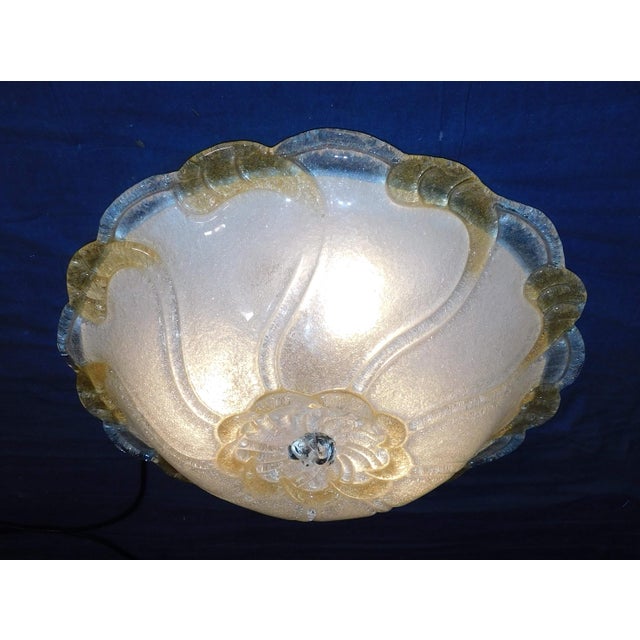 20th Century Italian Clear and Amber Murano Graniglia Flush Mount For Sale - Image 6 of 9
