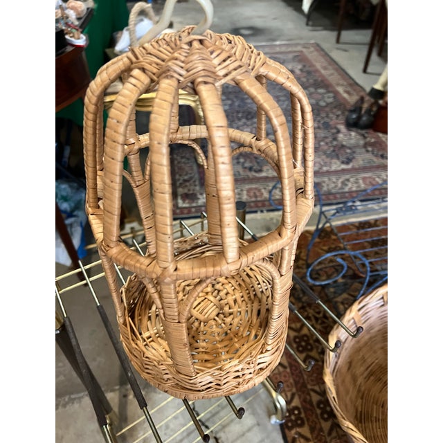 Rustic European Small Wicker Bird Cage Style Decorative Piece For Sale - Image 3 of 6
