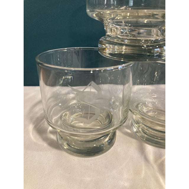 Glass Vintage "S" Etched Double Old Fashioned Glasses- Set of 8 For Sale - Image 7 of 8