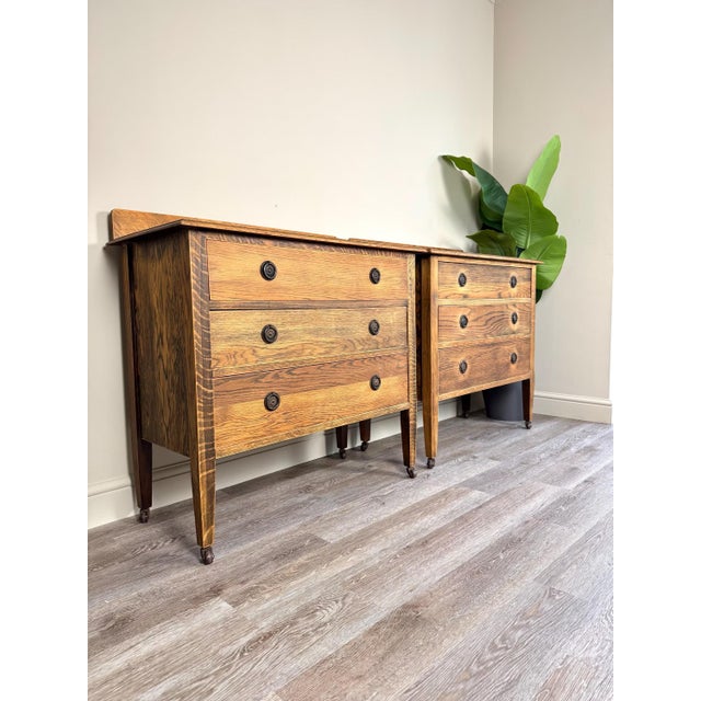 A beautiful pair of vintage three drawer chests. These could be perfect for large bedside tables or matching chests for...