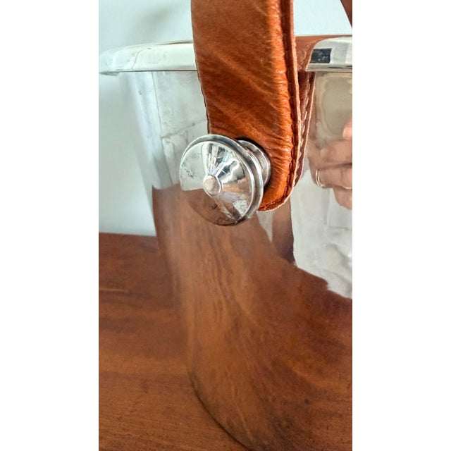 2010s Large Belgium Silverplate Ice Bucket With Leather Handles For Sale - Image 5 of 11