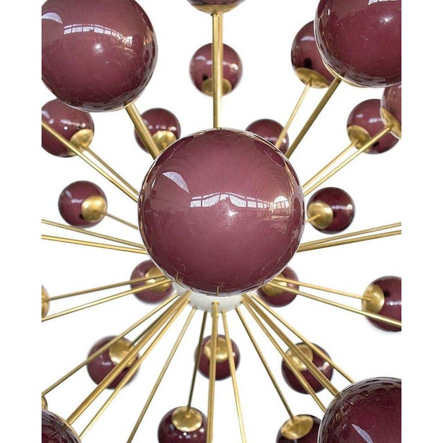 Italian 21st Century Nova Polished Brass Frosted Amethyst Murano Sputnik Chandelier by Fabio LTD For Sale - Image 3 of 4