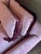 Textile Dusty Rose Velvet Sofa With Samuel & Sons Burgundy Brush & Bullion Fringe Trim For Sale - Image 7 of 10