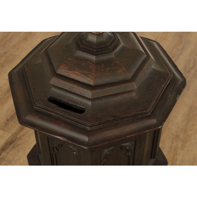 Brown Antique Gothic Revival Carved Ash Offering Box For Sale - Image 8 of 13