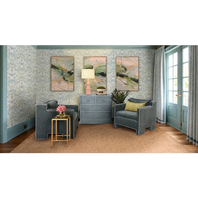 Wood Matthew Izzo Home Celine Light Blue Rattan Four Drawer Chest For Sale - Image 7 of 7