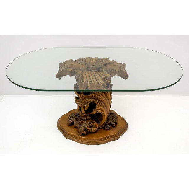 Mid-Century Modern Carved Wooden Base Coffee Table For Sale - Image 10 of 10