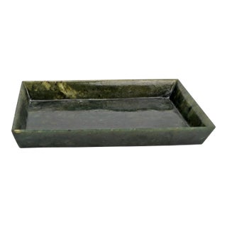 Chinese Spinach Jade Rectangular Tray Late Qing/Republic For Sale