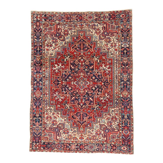 Antique Persian Heriz Rug, 07'11 X 10'11 For Sale