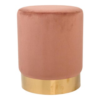 Spruce Mauve Rose Velvet Stool in Rose For Sale