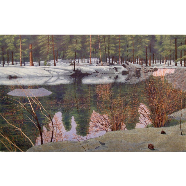 1980s Gordon Mortensen "April in Tahoe" Signed & Numbered Fine Art Woodcut For Sale - Image 5 of 5