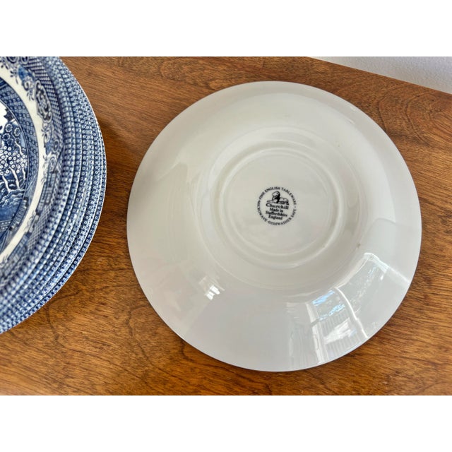Ceramic 1990s English Chinoiserie Earthenware Blue Willow Soup Bowls- Set of 8 For Sale - Image 7 of 7